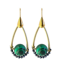 Load image into Gallery viewer, Capsule Earrings in Malachite
