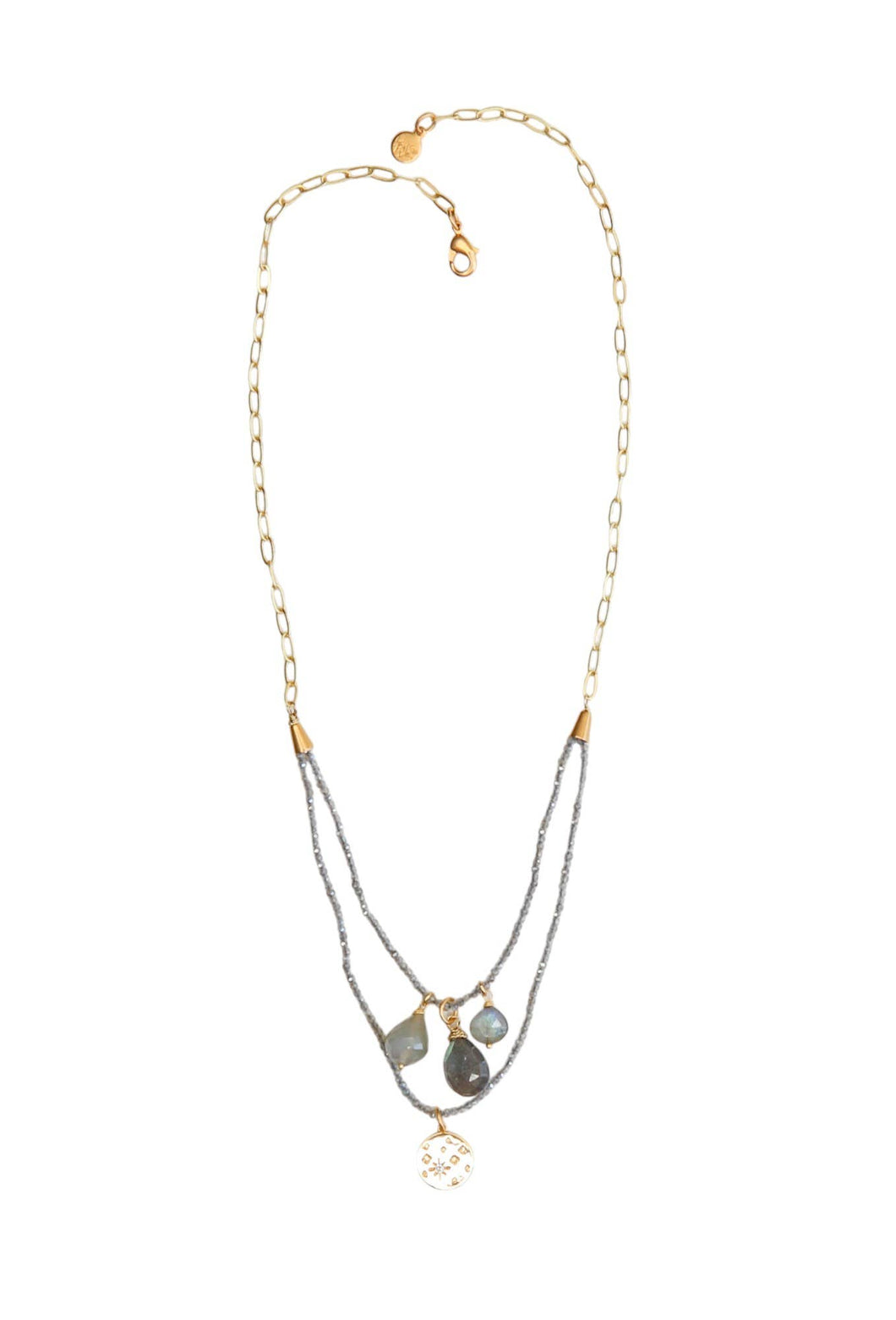 Organza Double Strand Necklace in Labradorite