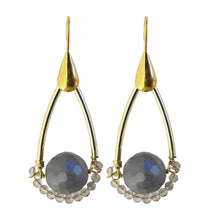 Load image into Gallery viewer, Capsule Earrings in Labradorite
